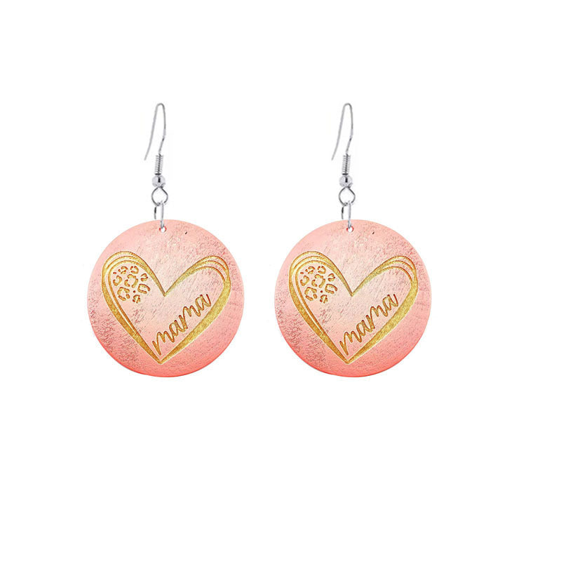 Wholesale Mother's Day Gift MAMA Wooden Earrings